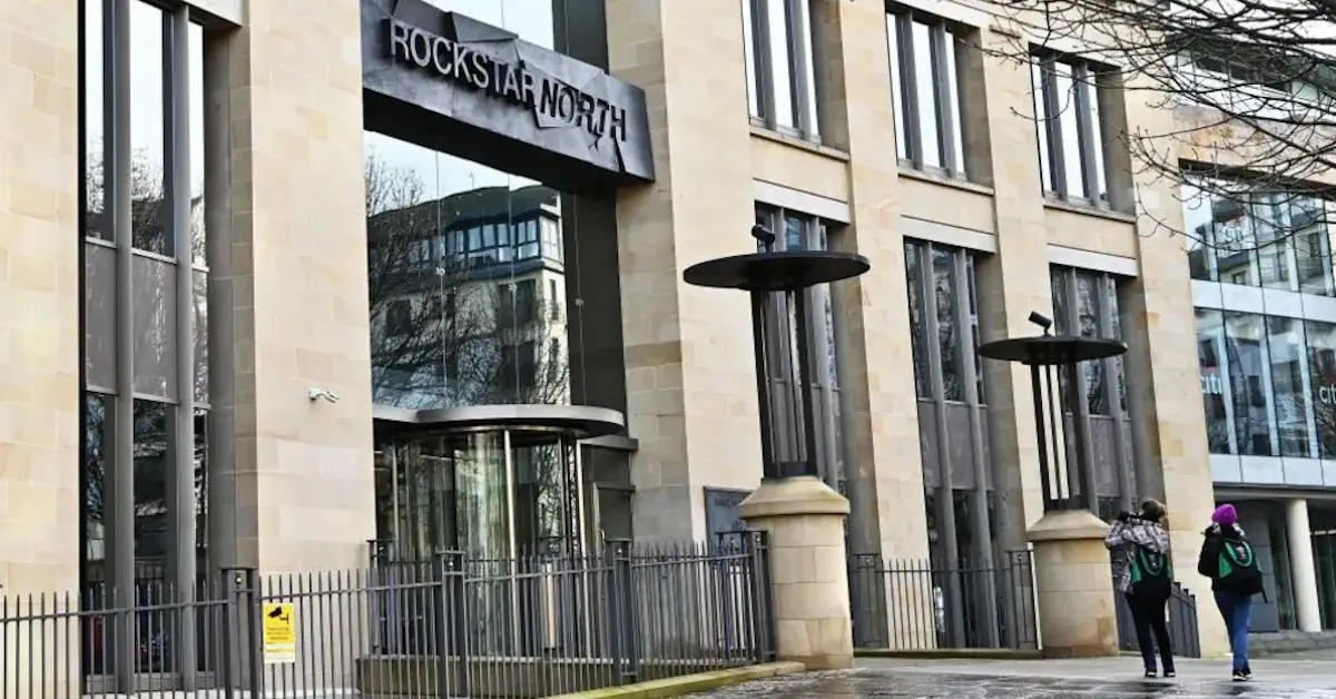 Eingangsbeschilderung des Hauptquartiers von Rockstar North in Edinburgh