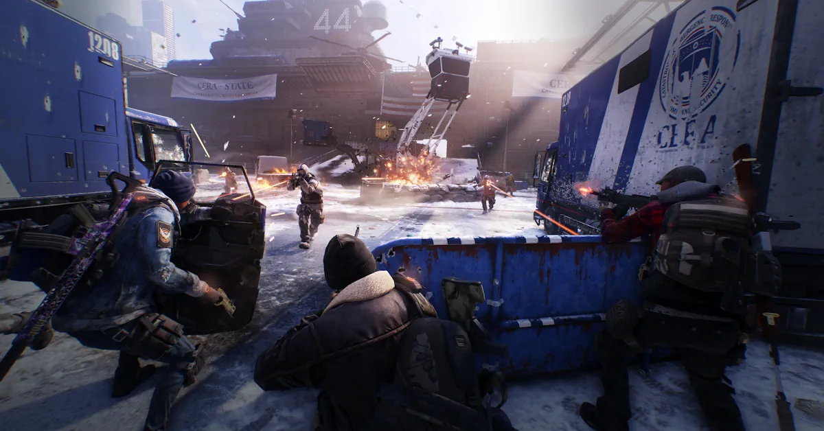 The Division Agent steht im verschneiten New York City