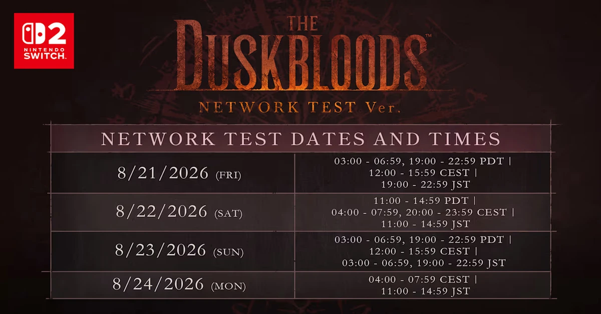 Zeitplan für den Netzwerktest von The Duskbloods