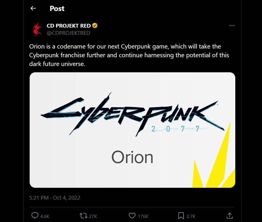 CD Projekt Red kündigt Project Orion, Fortsetzung von Cyberpunk 2077, an