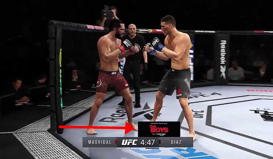 Beispiel von EA UFC4 mit Werbung für die Amazon-Serie The Boys